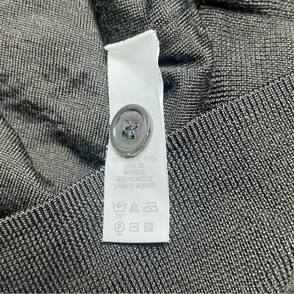 Paul Smith 100% Merino Wool Gray Cardigan Signature Yellow Trim Button Front - Picture 4 of 4